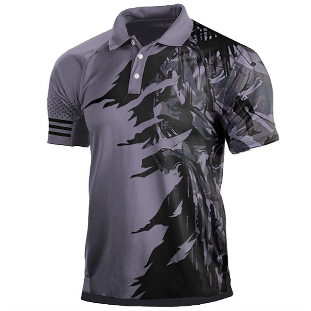 Men's Polo Shirt Golf Shirt Camo / Camouflage Turndown Wine Light Brown ...