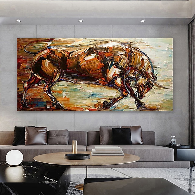  Hang malte oljemaleri Håndmalte Horisontell panoramautsikt Dyr Moderne Valset lerret (uten ramme)