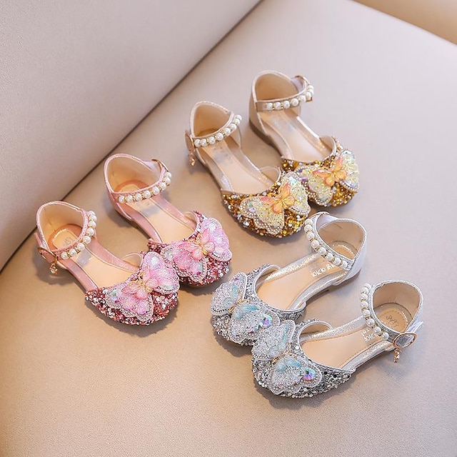 Girls' Flats Daily Glitters Dress Shoes Lolita PU Breathability Non-slipping Cosplay Big Kids(7years +) Little Kids(4-7ys) Toddler(2-4ys) School Wedding Party Walking Shoes Dancing Pearl Buckle