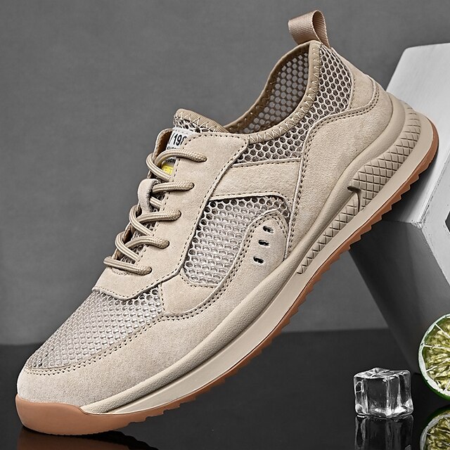 Men's Oxfords Casual British Daily Mesh Breathable Beige Gray Summer ...