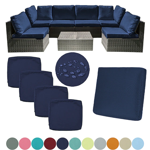 4 pcs Waterproof Seat Cushion Cover Outdoor Patio Garden Striped Water-Resistant Simple Square Zipper Traditional Classic Solid Color 30