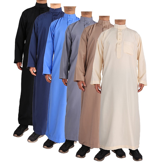  Hombre Túnica Thobe / Jubba Religioso árabe saudita árabe musulmán Ramadán Adultos Leotardo / Pijama Mono