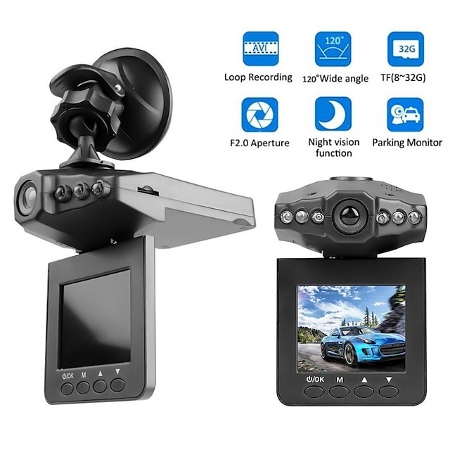  Car DVR Dashcam 2.4'' Portable FHD 1080P Video Recorder 24H Parking 360 Rotation Monitor Auto Camera Registrator Camcorder