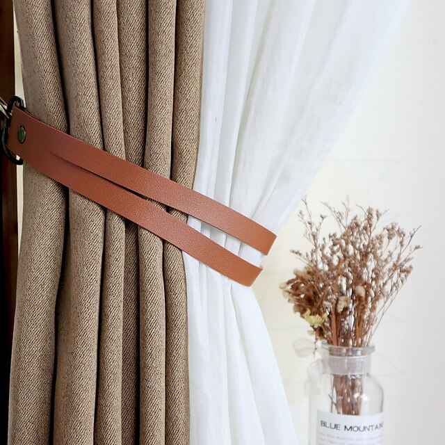  Curtain Tie Backs Drapery Tiebacks Pu Leather Holdbacks Window Decor Accessories Buckle for Living Room, Bedroom, Balcony, Patio