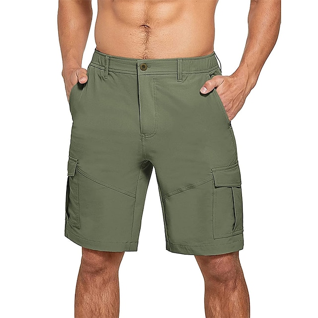  Men's Cargo Shorts Shorts Bermuda shorts Multi Pocket Plain Comfort Outdoor Daily Going out Cotton Blend Streetwear Stylish Black Army Green