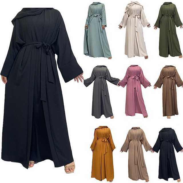 Set with Women's 2 Piece Abaya Dress Coat Outfit Arabian Muslim ...