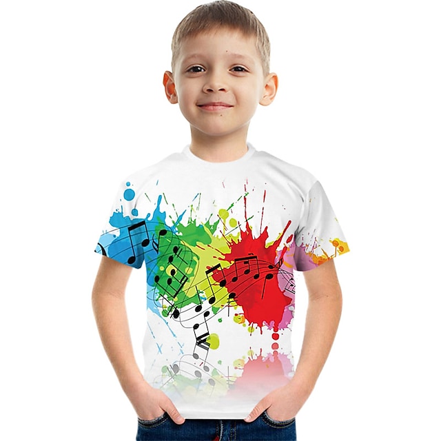  tegning tie-dye graffiti barn kortermet t-skjorte mote 3d-trykte fargerike skjorter for gutter og jenter