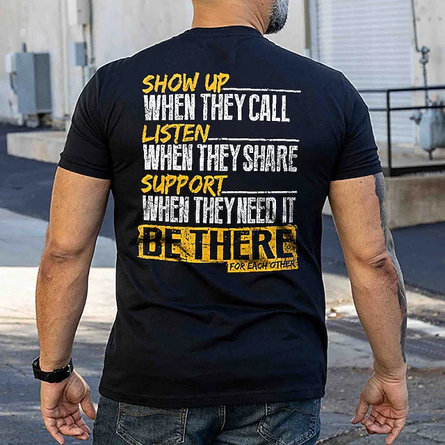 Men's Plus Size Big Tall T shirt Tee Tee Crewneck Black Dark Blue Short Sleeves Outdoor Going out Sports Tops Print Basic Graphic Letter Clothing Apparel Cotton Blend Streetwear Stylish Casual 5