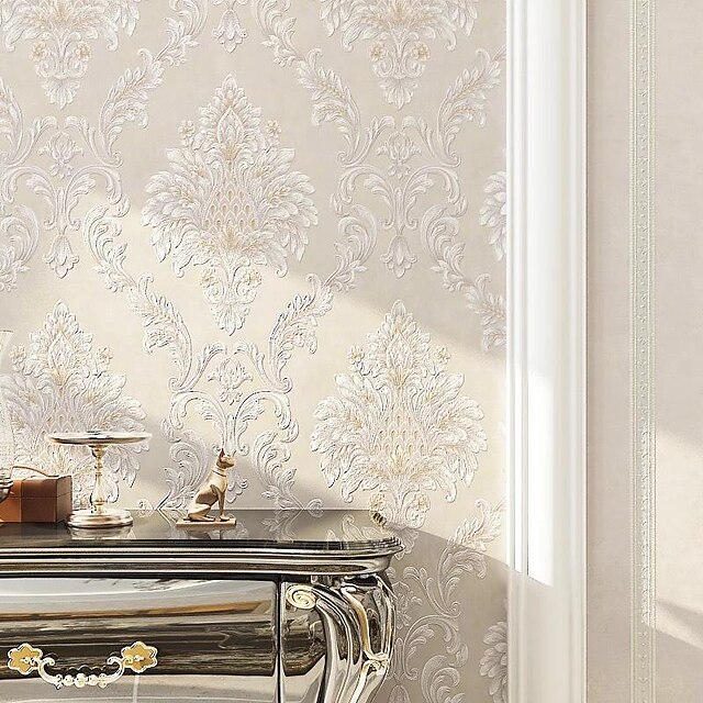  1pc Luxury Carved Embossed Bronzing Wallpaper, Brocade PVC Wallpaper, Used In Family Room Living Room, Bedroom, Bar,53x950cm/20''x374''