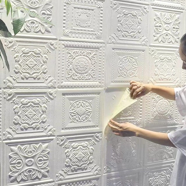  Αυτοκόλλητο τοίχου με μοτίβο από τούβλα, φλούδα και ραβδί τοίχου, αφαιρούμενη επένδυση τοίχου με λουλούδια, αυτοκόλλητη ταπετσαρία από υλικό pvc/βινυλίου, επένδυση τοίχου δωματίου για διακόσμηση σπιτιού