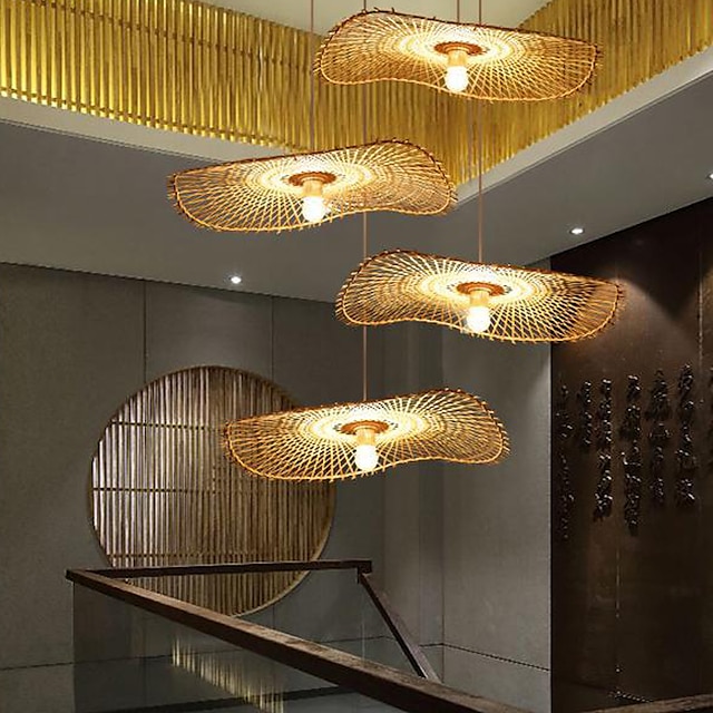  Led pendnat lumière bambou lanterne design lustre rétro 1 tête 35/45/55cm lustre plafonnier est applicable au salon chambre restaurant café bar restaurant club