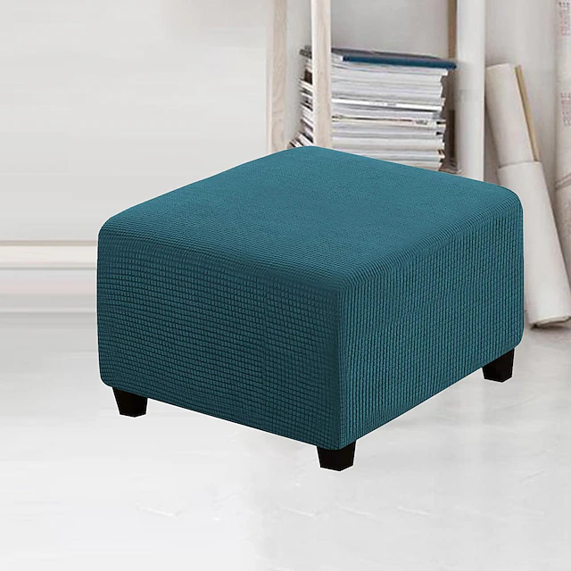 Stretch Ottoman Cover Square Ottoman Slipcovers Furniture Protector Folding Storage Stool Furniture Protector Soft Slipcover with Elastic Bottom 18