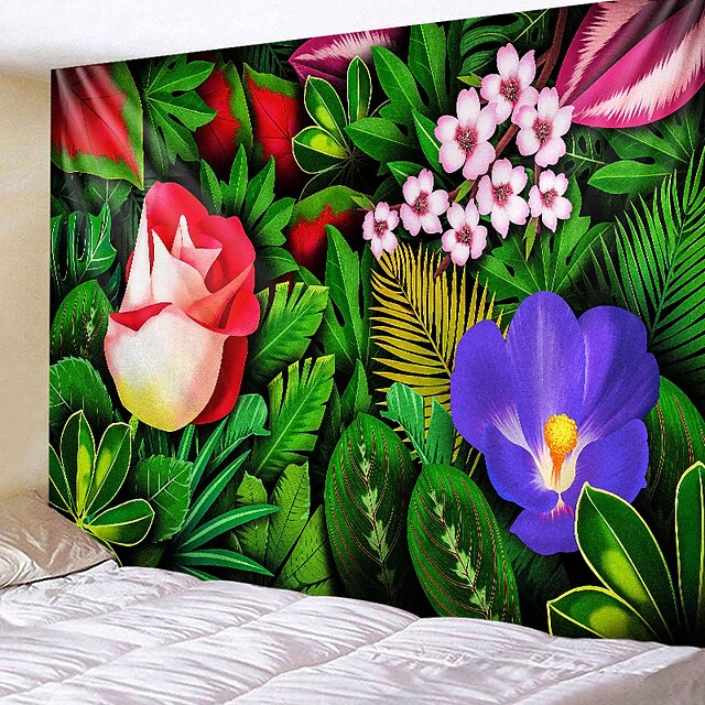  Floral Wall Tapestry Art Decor Blanket Curtain Hanging Home Bedroom Living Room Decoration Polyester