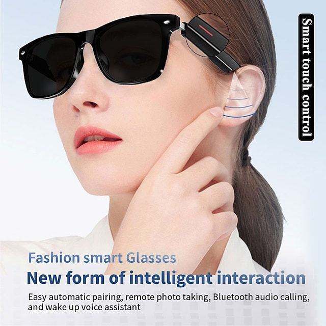  E13 Bluetooth Eyeglasses Headphones Smart, Open Ear Audio Glasses Speaker, Ear Hook Bluetooth5.0 Waterproof Noise cancellation Stereo Headphones