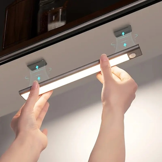  1db led mozgásérzékelős szekrény lámpa a pult alatt szekrény világítás vezeték nélküli mágneses usb újratölthető konyhai éjszakai lámpák gardrób szekrényekhez szekrény szekrény lépcső lépcső folyosó polc