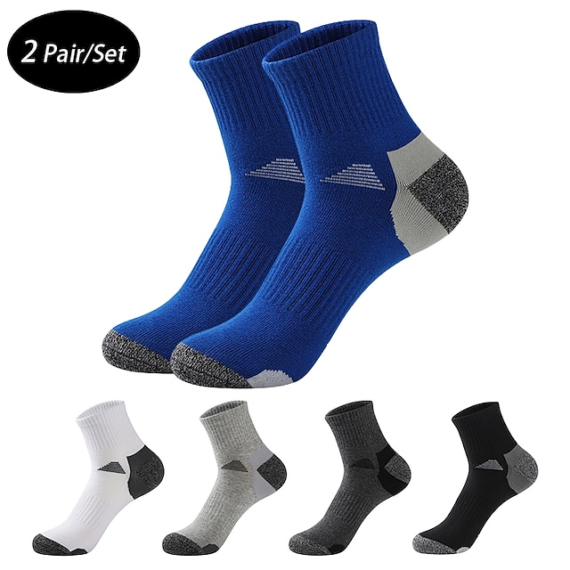  Men's 2 Pairs Socks Crew Socks Black White Color Color Block Daily Wear Vacation Weekend Patchwork Medium Fall & Winter Warm Ups
