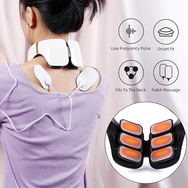  6 Zones TENS Electric Pulse Intelligent Neck Massager Waist Back Shoulder Patch Massage Machine Deep Relieve Cervical Pressure