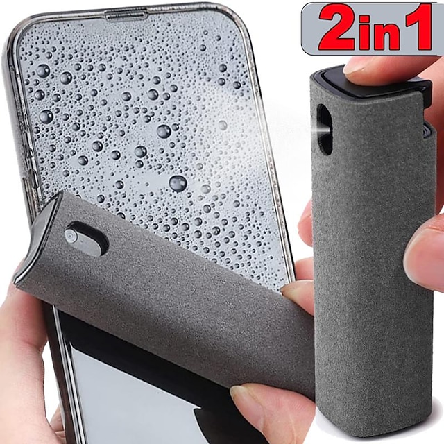 1pc 2in1 Microfiber Screen Cleaner Spray Bottle Set Mobile Phone Pad ...