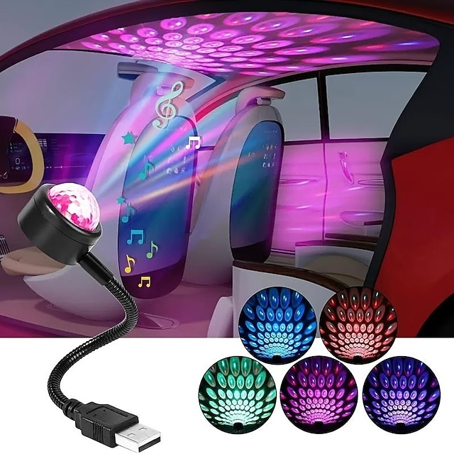  LED Star Projector Roof Light USB Car Ceiling Interior Lights RGB Voice Control