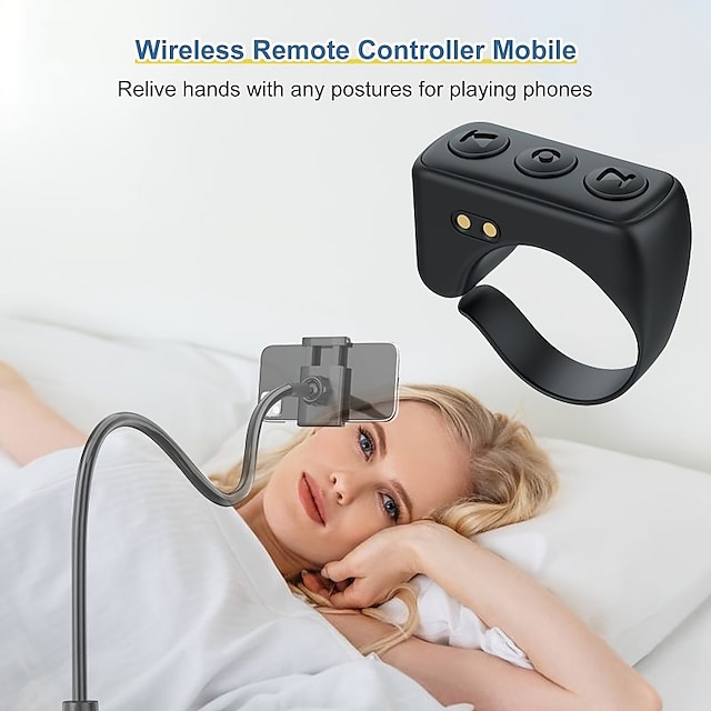  BT Wireless Remote Control For Cell Phones,  Perfect for TikTok, Photos & Videos, Lazy Lying Down Control & More,Turner Remote Fingertip Controller