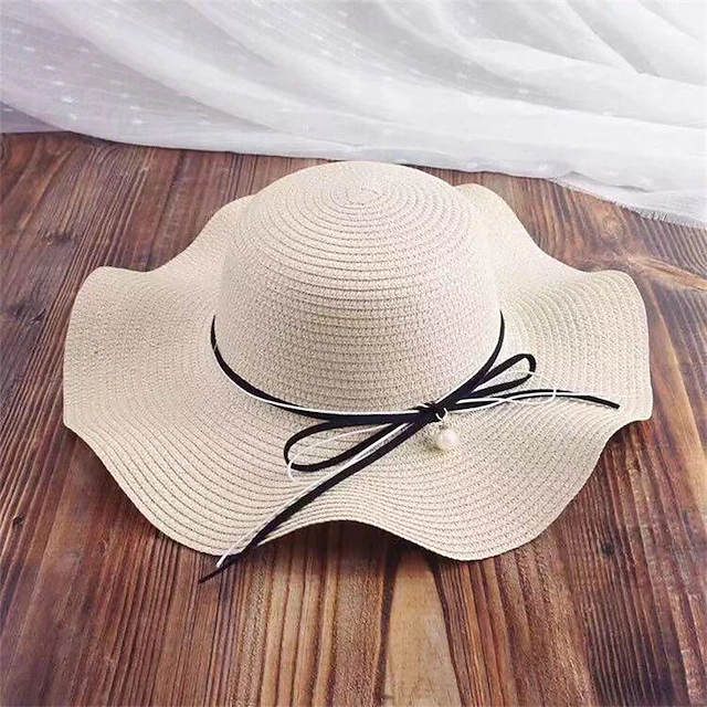 Beige Color New Simple Foldable Wide Brim Floppy Girls Straw Hat Sun Hat Beach Women Summer Hat UV Protect Travel Cap Lady Cap Female 5
