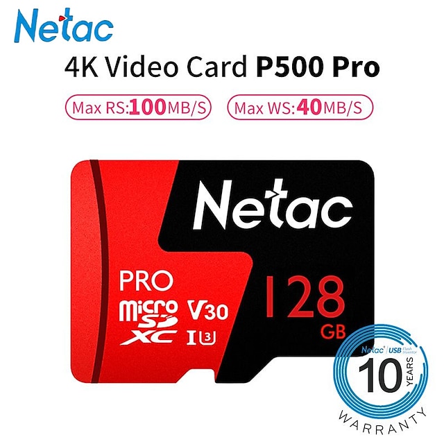  netac p500 micro sd-kort 128gb surfplatta klass 10 minneskort klass 10 för smartphone micro sd trans-flash grafikkort laptop kamera