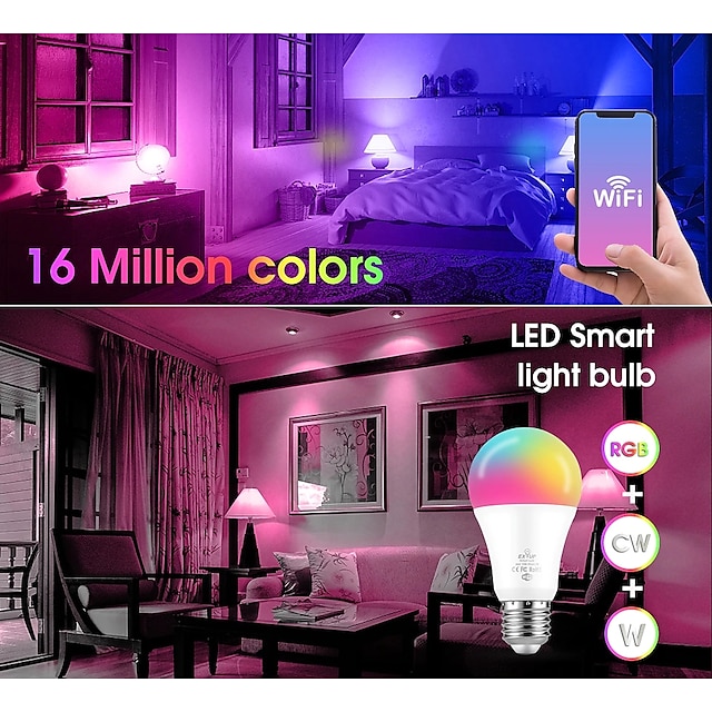  2/1pcs 10W LED Smart Bulbs 1050 lm E27 A60(A19) 34 LED Beads SMD APP Control Smart Timing RGB+Cold&Warm White 220-240 V