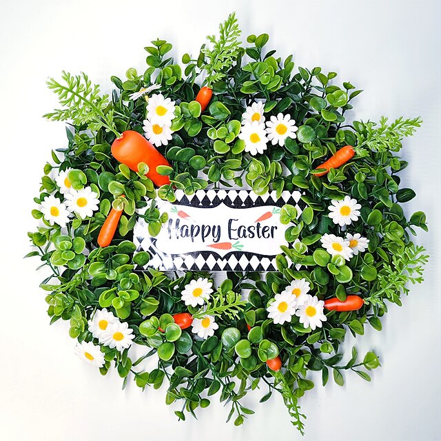  Easter Wreath Small Daisy Carrot Happy Easter Eucalyptus Leaf New Household Product Door Hanging