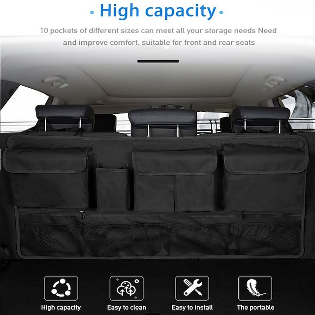  Органайзер для заднего сиденья багажника автомобиля для внедорожника MPV, универсальный органайзер, органайзер для автомобильных сидений, сумка для спинки сиденья, укладка, уборка