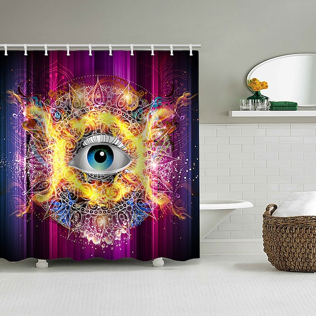  Shower Curtain with Hooks for Bathroom Colorful Painted Wood Shower Curtain Bathroom Decor Set Polyester Waterproof 12 Pack Plastic Hooks Floral With Eyes