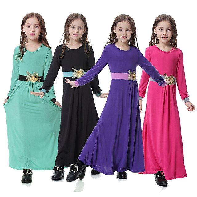  Arabian Muslim Adults Girls' Religious Saudi Arabic Dress Abaya For Polyester Ramadan Leotard / Onesie