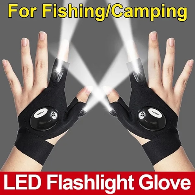  mănuși pentru lanternă cu led gadgeturi cool de Crăciun cadouri realizate manual pentru tatăl și soțul bărbaților mănuși de lanternă de tabără de pescuit în aer liber instrumente gratuite de