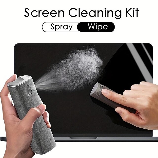 1pc 2in1 Microfiber Screen Cleaner Spray Bottle Set Mobile Phone Pad ...
