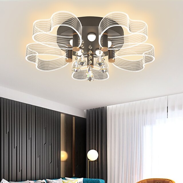  LED-Deckenleuchte Deckeneinbauleuchte 70cm Kristallleuchter für Wohnzimmer nur dimmbar mit Fernbedienung