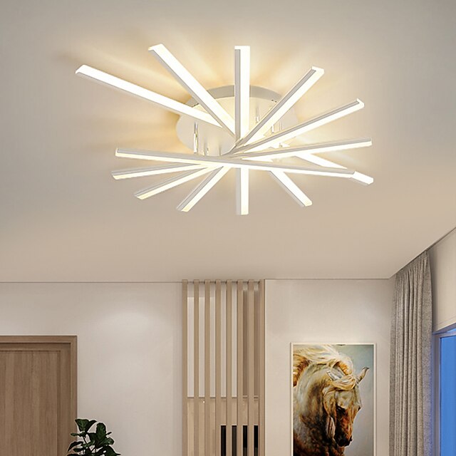  אור תקרה מודרני ניתן לעמעום עם מרחוק מנורת תקרה מנורת תקרה מנורת אהיל אקרילי נברשת חדר שינה סלון אור בצורת פרח