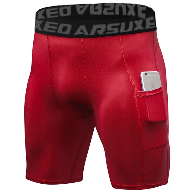 Arsuxeo Men's Running Tight Shorts Compression Shorts with Phone Pocket