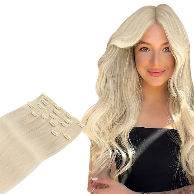 Genius Seamless Clip In Hair Extensions Human Hair 130g 7pcs 18 Inch