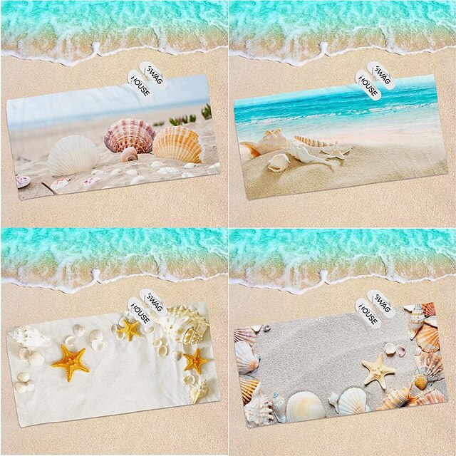  Microfiber Beach Shell Digital Printing Beach Towel Seaside Blanket Shawl Sweat Towel
