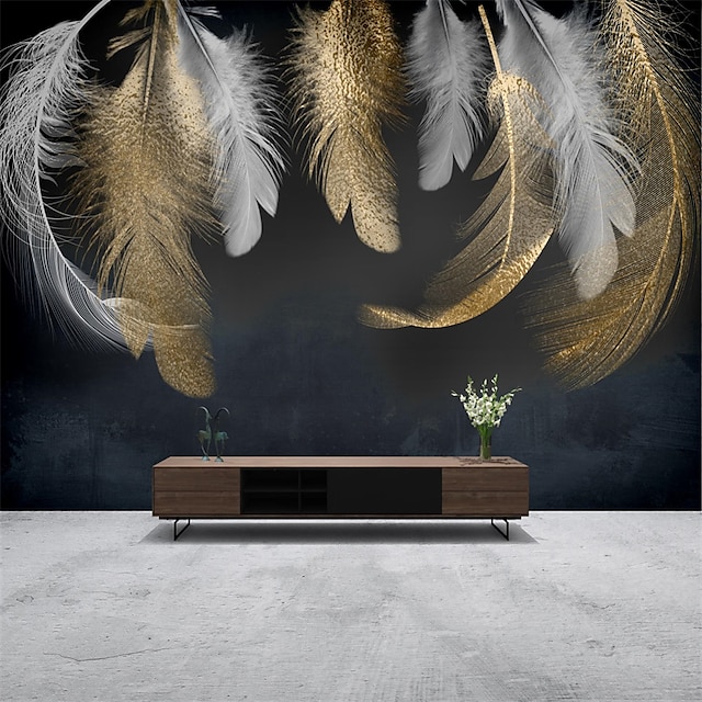  Cool Wallpapers Wall Mural Beautiful Wallpaper Wall Sticker Covering Print Peel and Stick Self Adhesive Black Feather PVC / Vinyl  Home Decor