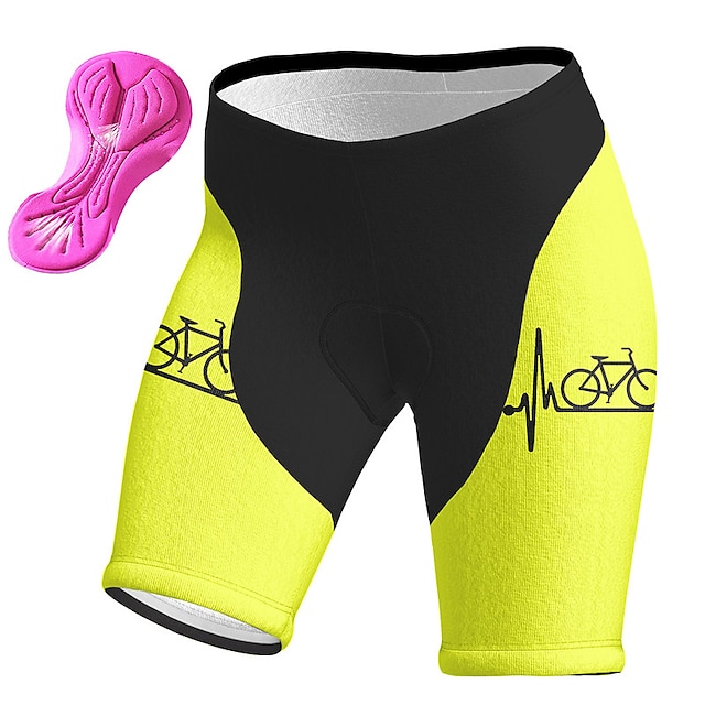  21Grams Women's Cycling Shorts Bike Padded Shorts / Chamois Bottoms Mountain Bike MTB Road Bike Cycling Sports Graphic 3D Pad Cycling Breathable Moisture Wicking Yellow Red Spandex Clothing Apparel