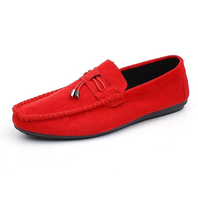  Men's Loafers & Slip-Ons Moccasin Comfort Shoes Casual Outdoor Daily Satin Breathable Loafer Black Red Summer Spring