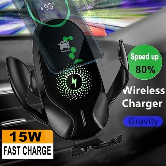  15W Wireless Charger Car Charging Mount Holder for iPhone 14 13 12 11 Pro X Xs Max Xr Air Vent Mount Car Charger Intelligent Infrared Phone Holder for Samsung S30 S22 S21 S20 Note 20 Huawei Xiaomi