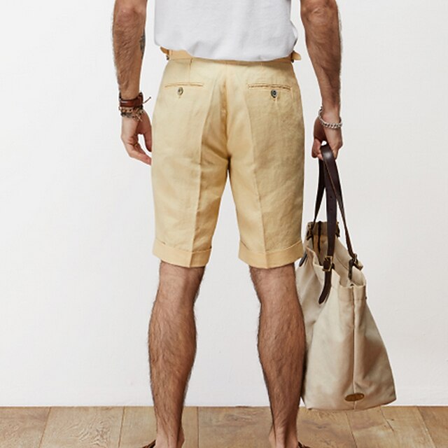Men's Shorts Linen Shorts Summer Shorts Pocket Plain Comfort Breathable Outdoor Daily Going out