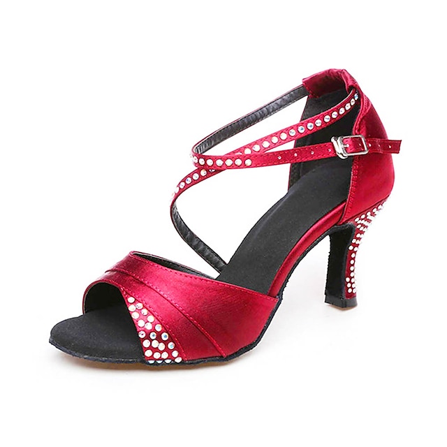  Women's Latin Shoes Heel Cuban Heel Black Red