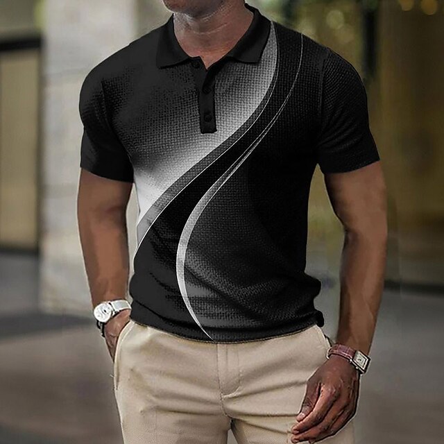Men's Polo Shirt Golf Shirt Gradient Graphic Prints Geometry Turndown ...