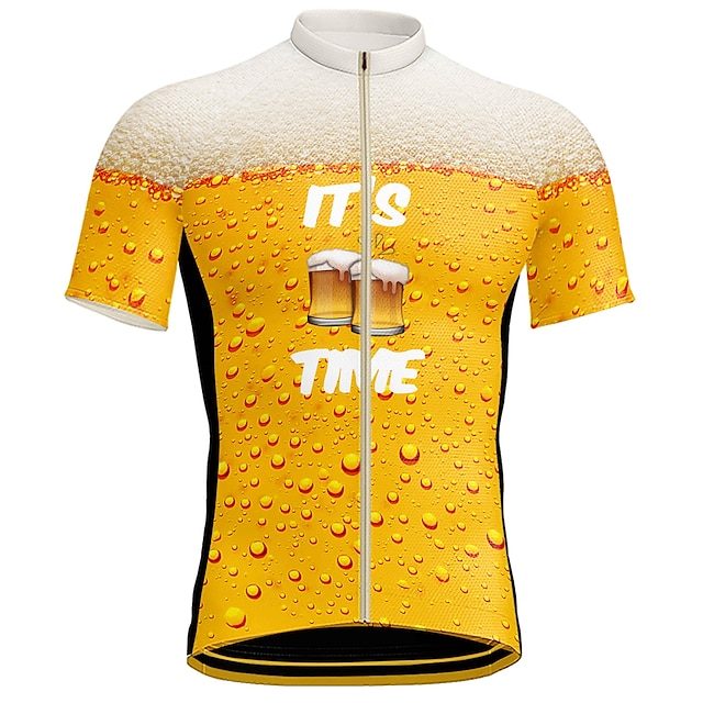  Ανδρικά Φανέλα ποδηλασίας Κοντομάνικο Ποδήλατο Αθλητική μπλούζα με 3 πίσω τσέπες Ποδηλασία Βουνού Ποδηλασία Γρήγορο Στέγνωμα Αντανακλαστικό Τελείωμα Σκούπισμα ιδρώτα Κίτρινο Μπύρα Oktoberfest