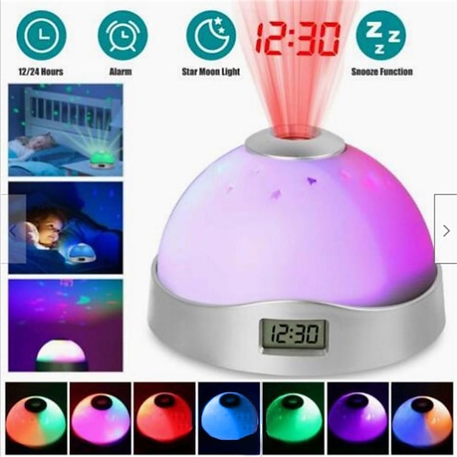  LED Projection Alarm Clock Night Light Starry Sky Star Digital 7 Color  Changes Time Display Alarm Despertador Dropshipping