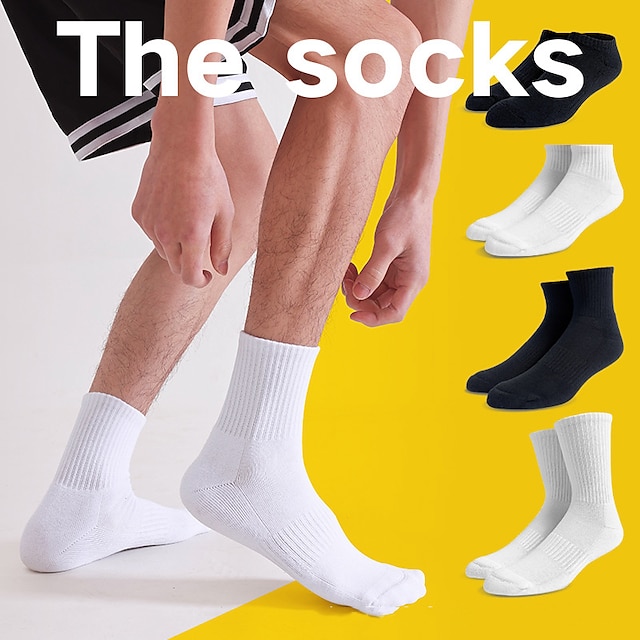  dikke heren- en dameshanddoekbroek witte sokken sportsokken badstof taille puur wit zwarte hardloopsokken puur katoenen basketbalsokken
