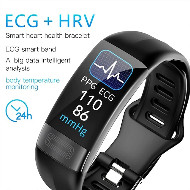  P11 PLUS Smart Watch 0.96 inch Smart Wristbands Fitness Band ECG+PPG Pedometer Call Reminder Fitness Tracker Activity Tracker Compatible with Android iOS IP 67 Women Men Thermometer Health Care