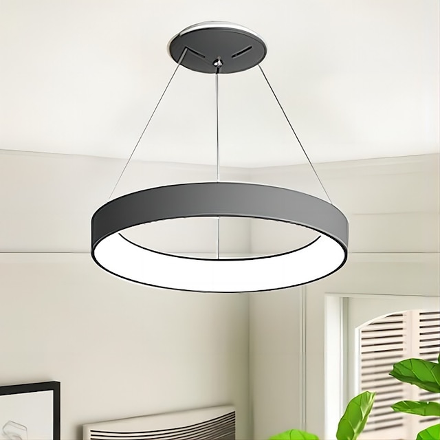  lampada a sospensione a led 45cm design a cerchio ad anello a 1 luce dimmerabile in pvc lampade a sospensione per camera da letto in stile moderno lussuoso 110-240v solo dimmerabile con telecomando